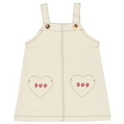 【SALE】[キッズ]ジャンパースカート ポケット刺しゅう　アイボリー