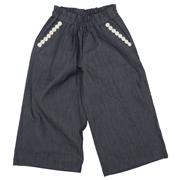 再値下!!【SALE】[キッズ]１０分丈ワイドパンツ　ネイビー