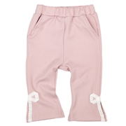 【SALE】[ベビー]８分丈パンツ　裾レースリボン　ピンク
