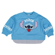 【SALE】[ベビー]長袖トレーナー　レイヤード風　スティッチ　サックス