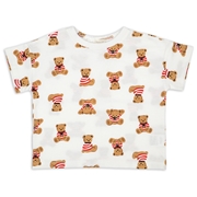 【SALE】[ベビー]半袖　Ｔシャツ　総柄　ブラウン
