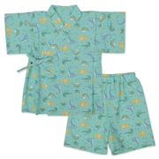 再値下!!【SALE】[キッズ]甚平(じんべい)スーツ 恐竜柄 グリーン