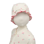 【SALE】[48～52cm]スイムキャップフリル イチゴ柄 オフホワイト