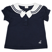 【SALE】[ベビー]半袖Tシャツ　セーラー衿布帛 ネイビー