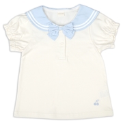 【SALE】[キッズ]半袖Tシャツ　セーラー衿布帛 オフホワイト