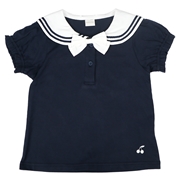 【SALE】[キッズ]半袖Tシャツ　セーラー衿布帛 ネイビー