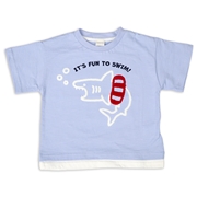 【SALE】[キッズ]半袖Ｔシャツ　ラインサガラ　サックス