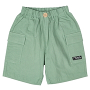 【SALE】[キッズ]５分丈カーゴパンツ　麻風　グリーン