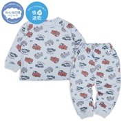 [キッズ]ねんね応援長袖パジャマ　はたらくくるま　サックス