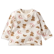 [ベビー]長袖　Ｔシャツ　総柄　ブラウン