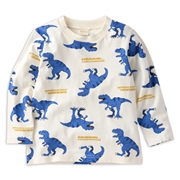 [キッズ]長袖　Ｔシャツ　総柄　ブルー