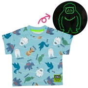 [ベビー]半袖Ｔシャツ　蓄光　UMA図鑑　サックス