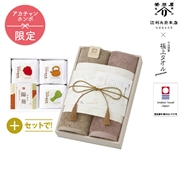 名入れ 辻利兵衛本店 賽の茶４個+今治謹製 極上タオル Ｂ SAIGK55　(内祝いギフト) 送料当社負担 アカチャンホンポ限定