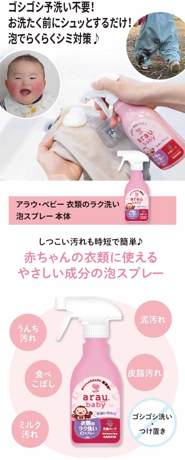 赤ちゃんの衣類に使えるやさしい成分の泡スプレー