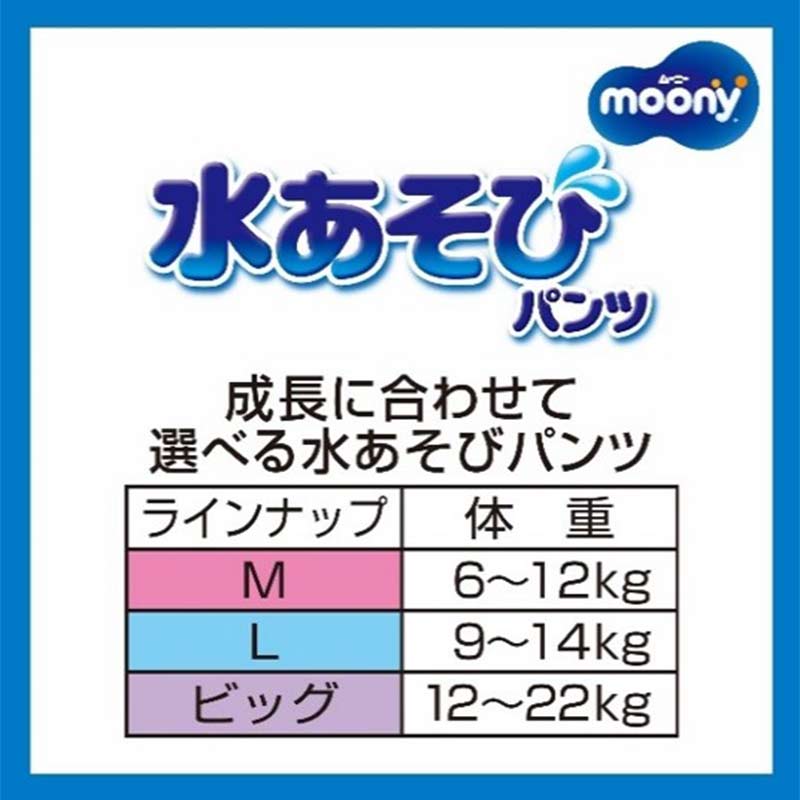 水あそびパンツのサイズは、成長に合わせて M・L・ビッグ と選べます。