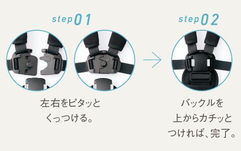 装着簡単！マグネットバックルで楽ちん２ステップ