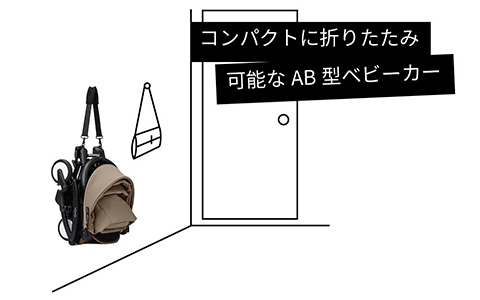 コンパクトに折りたたみ可能なAB型ベビーカー