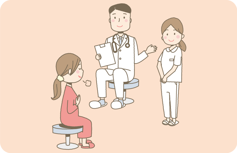 退院前の診察を医師・看護師から受けるイメージ